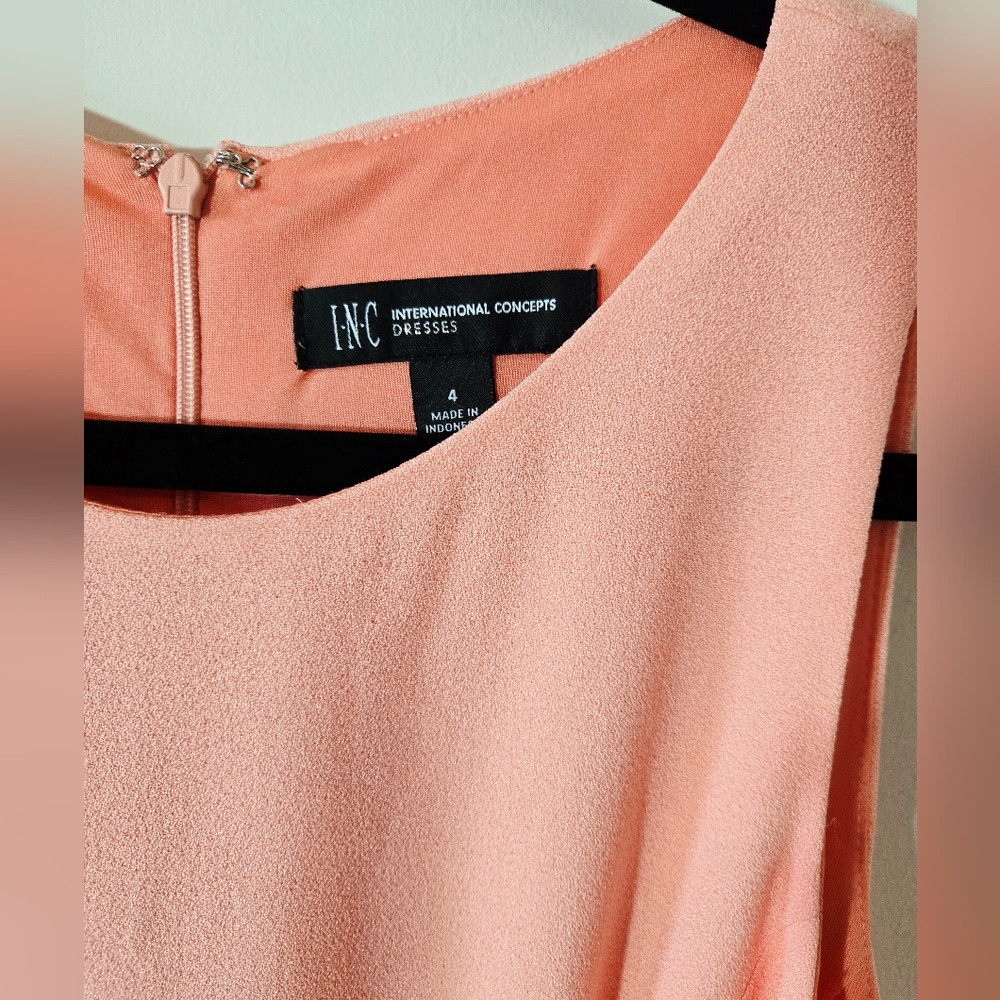 INC International Concepts Coral Jumpsuit with Tie Belt, Pockets, NWT, Size 4 - Picture 4 of 5